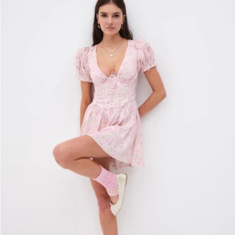 NWT FOR LOVE & LEMONS Paulina Puff Sleeve Mini Dress